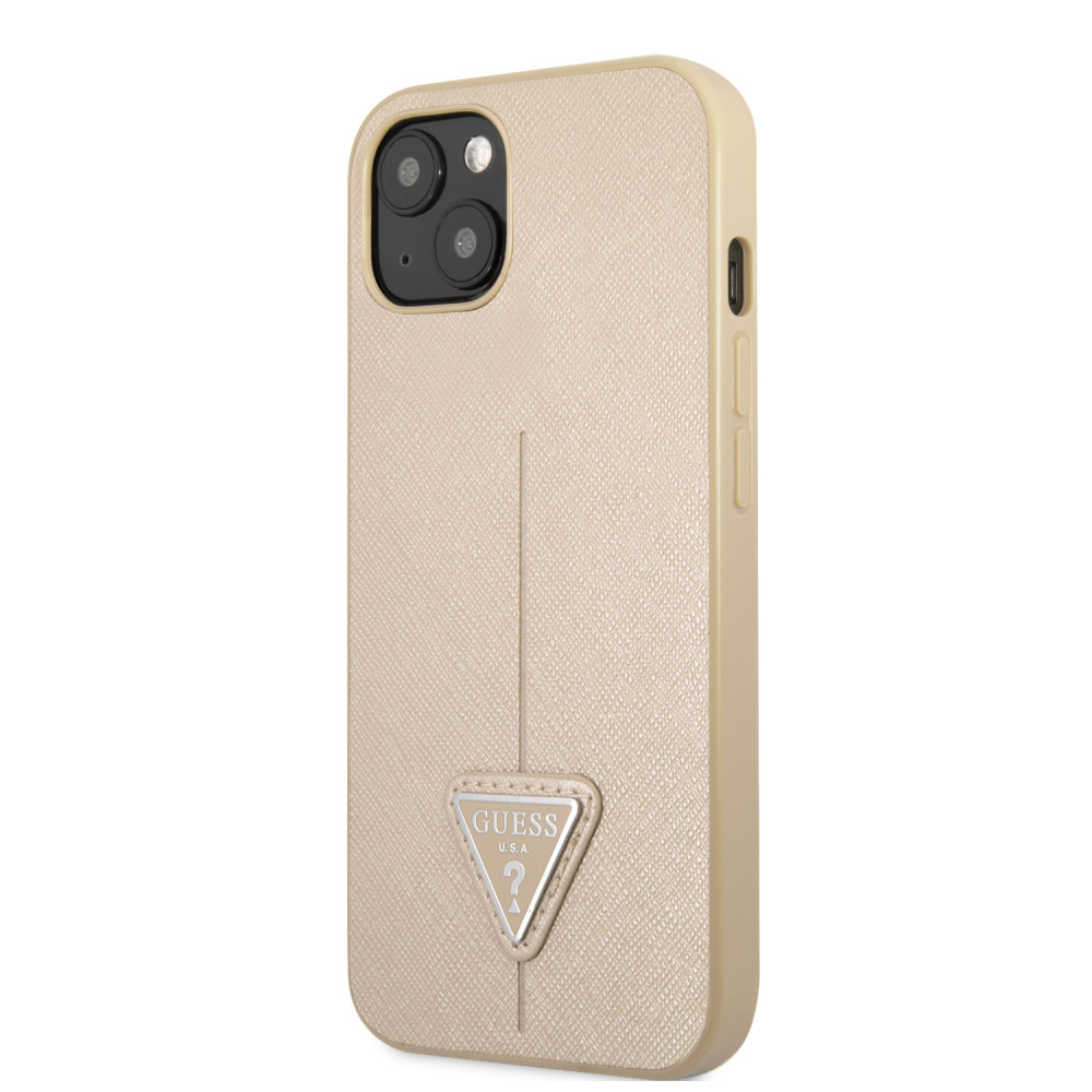 Guess Saffiano Triangle Apple iPhone 13 mini Tok - Bézs